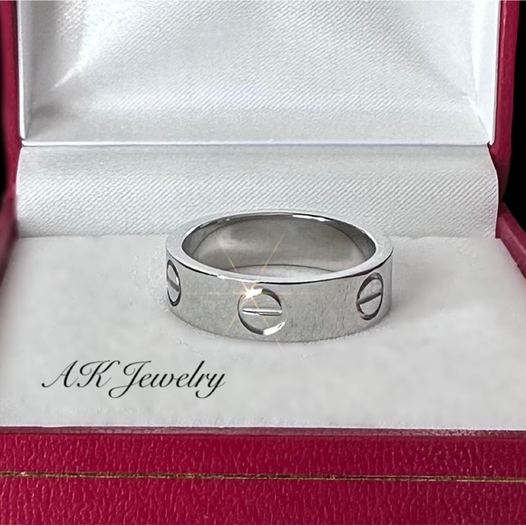 💎LUXURY MEDIUM WIDTH SILVER RING, Screw Design - Picture 4 of 6